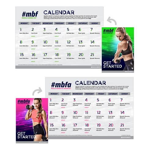 Printable Worksheet Mbf Workout Calendar